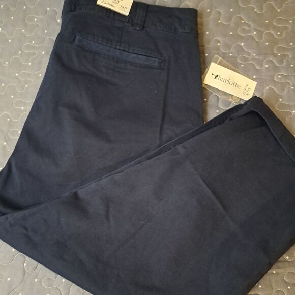 Crown & Ivy Charlotte navy blue crop pants size 14 P NWT - Picture 1 of 9